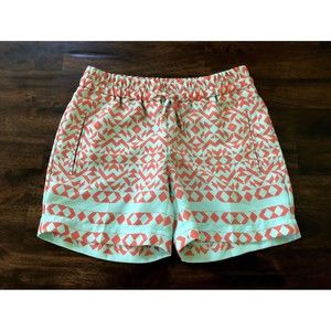The Limited Drawstring Pocket Aztec Print Turquoise Mint Orange Coral Shorts XS